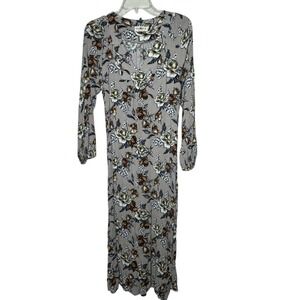Natural Life Womens Floral‎ Maxi Dress Sz M Long Sleeve Crinkle Boho Cottagecore